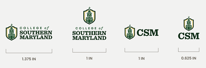 Graphic illustrating the minimum width of logos as mentioned above