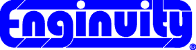 Enginuity logo in bold blue letters, emphasizing the brand's modern and innovative identity.